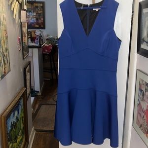 REBECCA TAYLOR size 10 bright blue v neck dress